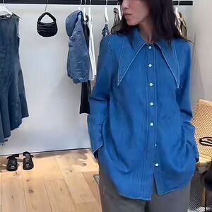 COS denim long collard shirt